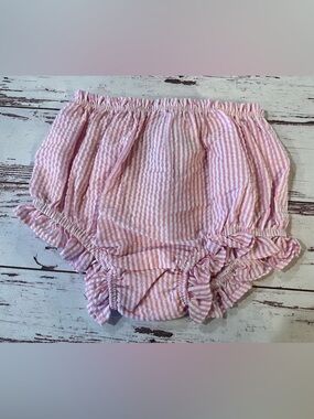 New MudPie Pink & White Striped Seersucker Diaper Cover Girl’s 0-12 Months NWT
